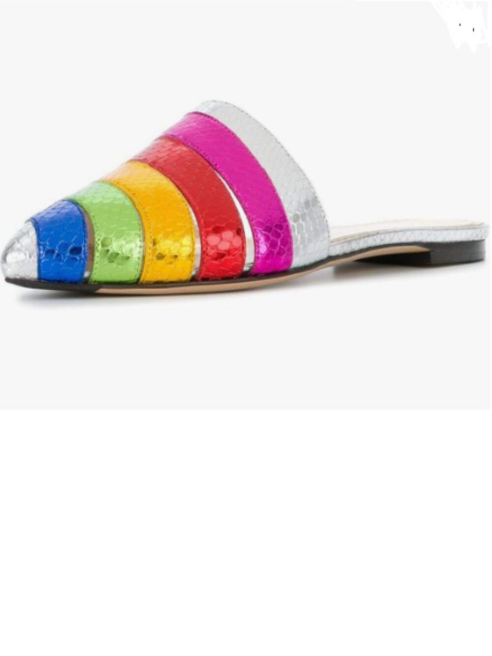 FSJ Red Pointed Toe Rainbow Mules Colorful Snake Print Flat Shoes Spring Flats